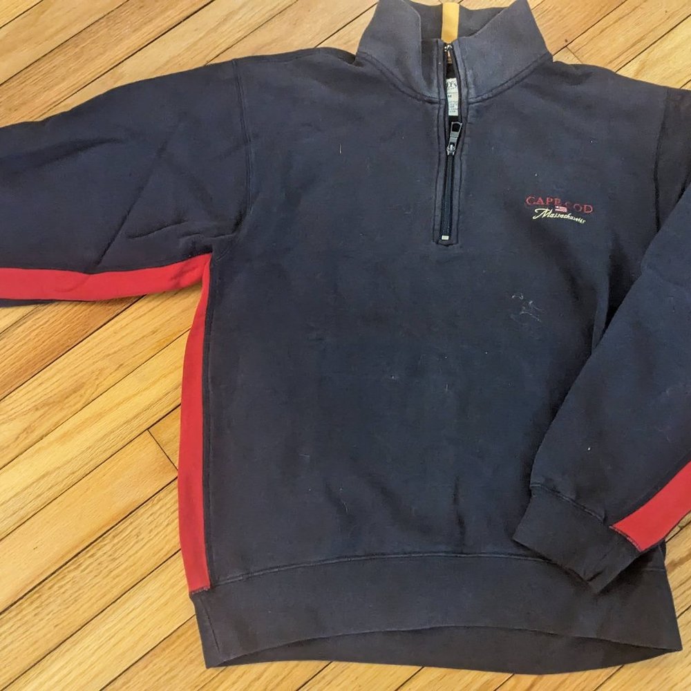 Cuffy's of Cape Cod Navy Quarter Zip Pullover Sweater Size Medium